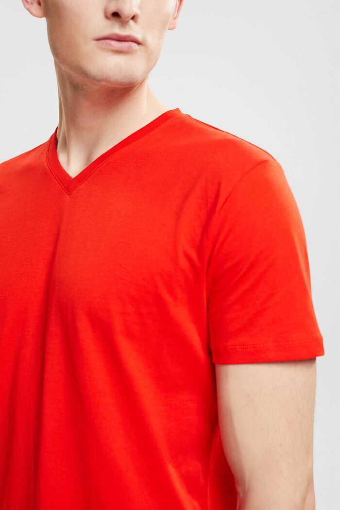 V-neck t-shirt of sustainable cotton, RED, detail image number 0