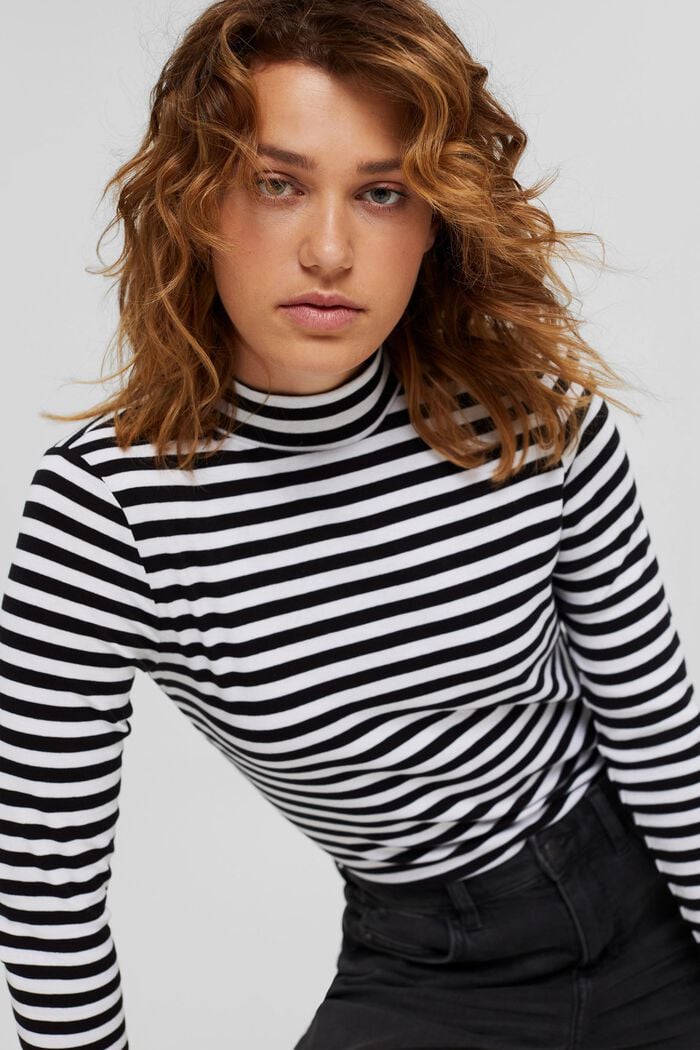 Striped long sleeve top made of 100% organic cotton, BLACK, detail image number 5