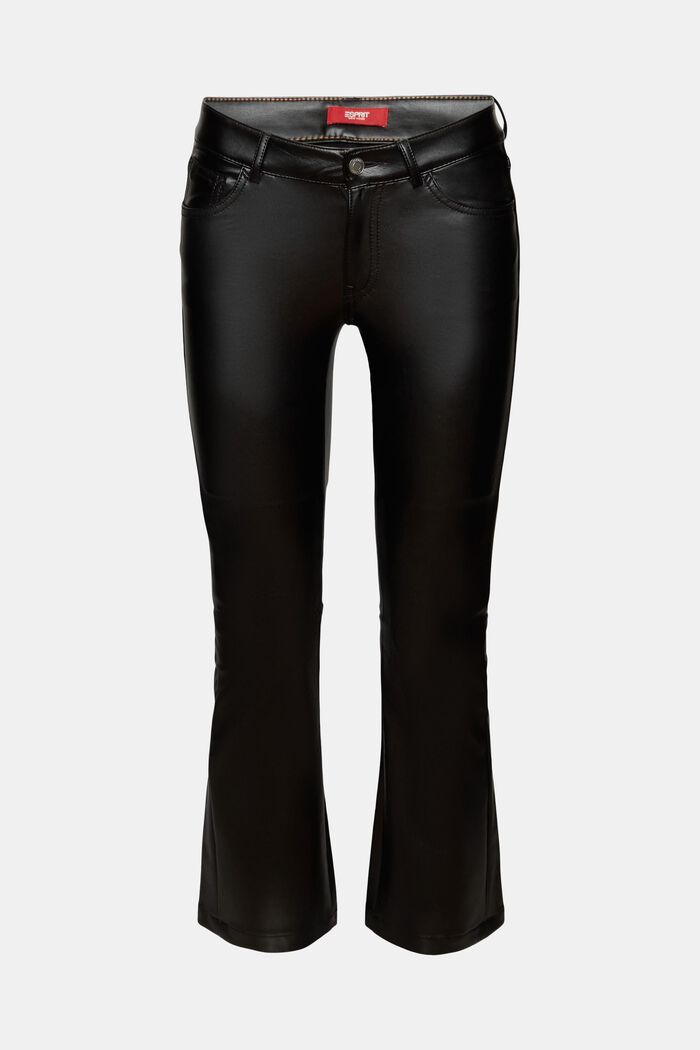 Kick flare faux leather trousers, BLACK, detail image number 6