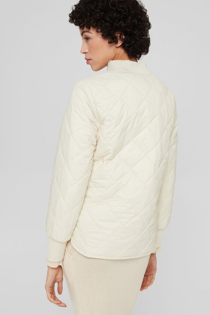 Made of recycled material: Quilted jacket with zip, LIGHT BEIGE, detail image number 3