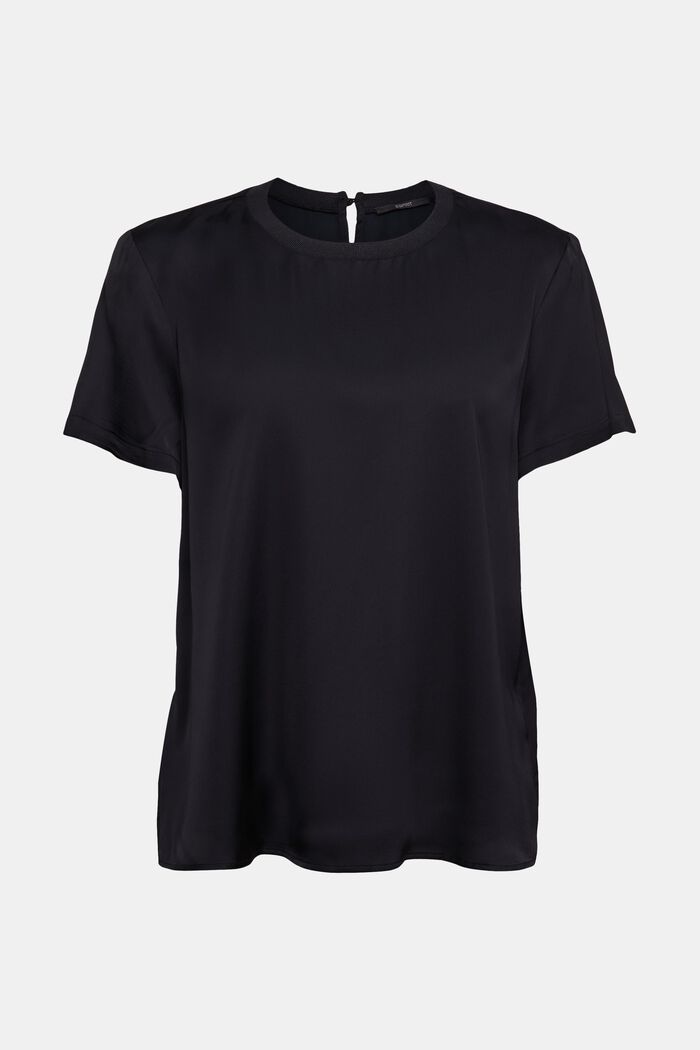 Satin blouse, BLACK, overview