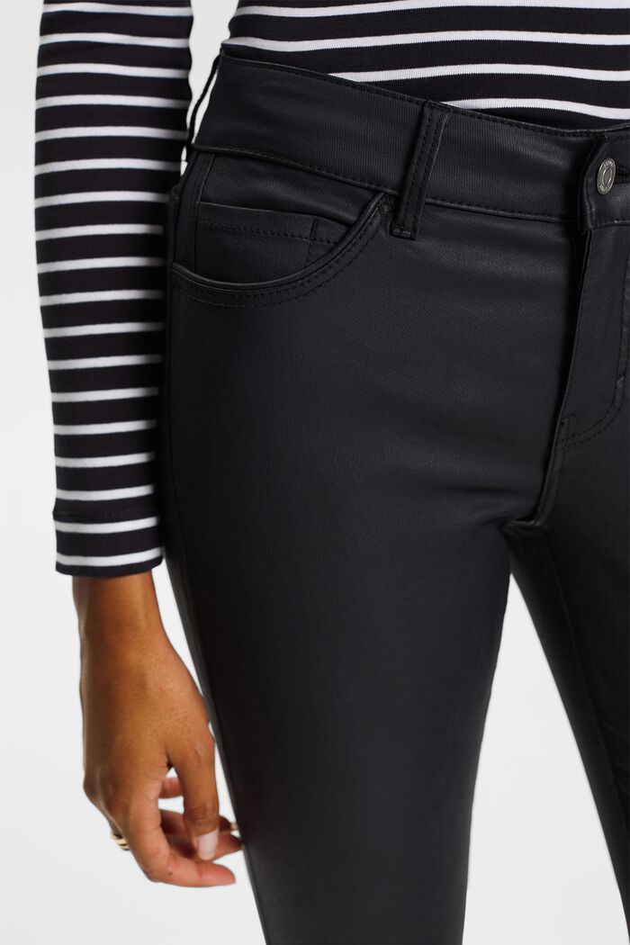 Mid-Rise Skinny Leg Coated Trousers, BLACK, detail image number 3