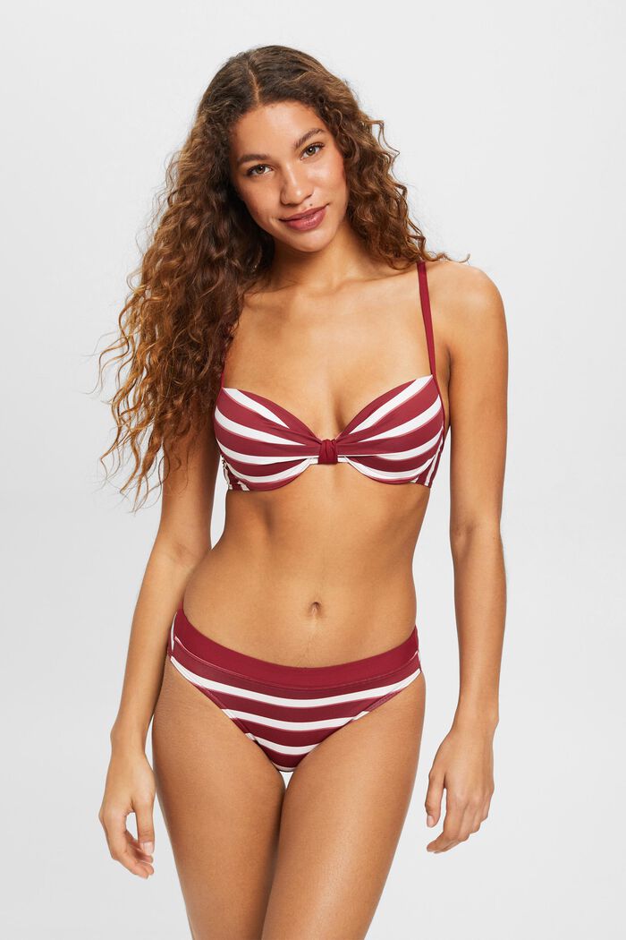 Striped mini bikini bottoms, DARK RED, detail image number 0