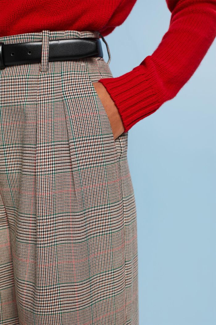 Checked Wide Leg Pants, CARAMEL, detail image number 3