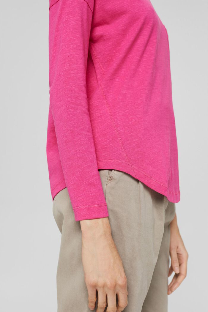 Long sleeve top with a pocket, organic cotton blend, PINK FUCHSIA, detail image number 5