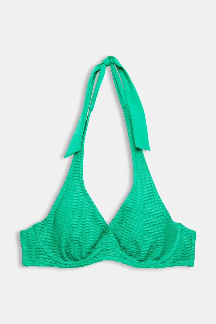 Recycled: textured underwired bikini top, GREEN, detail image number 4