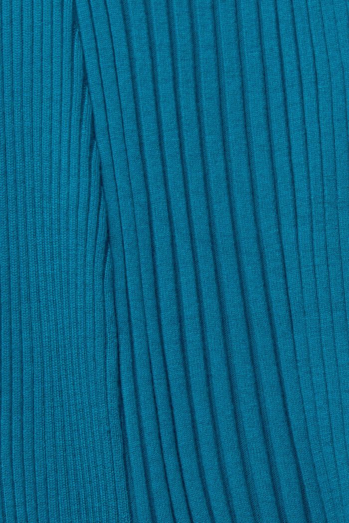 Recycled: ribbed cardigan with handkerchief hem, TEAL BLUE, detail image number 4