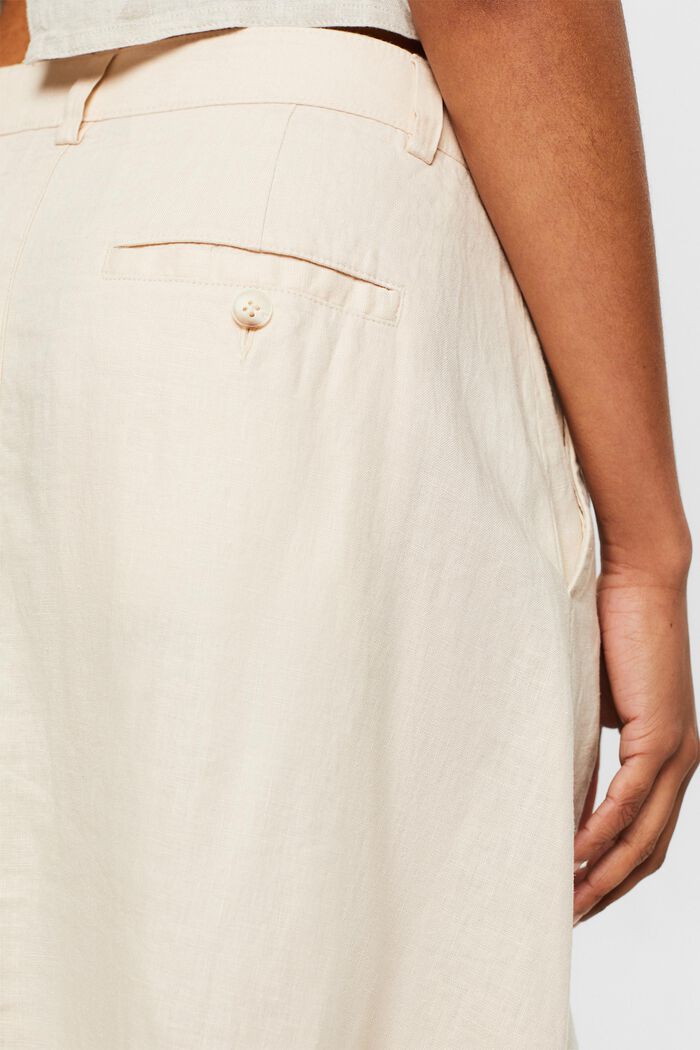Linen A-Line Midi Skirt, CREAM BEIGE, detail image number 3