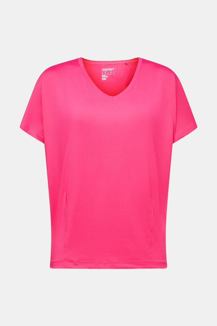 Active V-Neck T-Shirt E-DRY, PINK FUCHSIA, detail image number 5