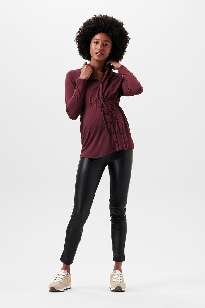 Long-sleeved jersey blouse, LENZING™ ECOVERO™, PLUM BROWN, detail image number 0