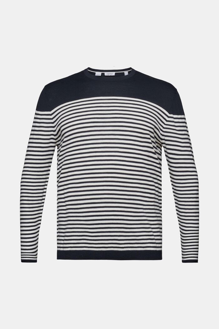 Striped Cotton Sweater, NAVY, detail image number 6