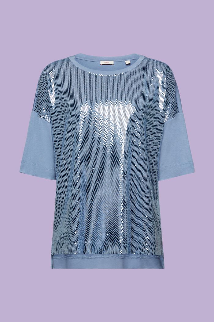 Sequin Appliqué Oversized T-Shirt, BLUE LAVENDER, detail image number 6