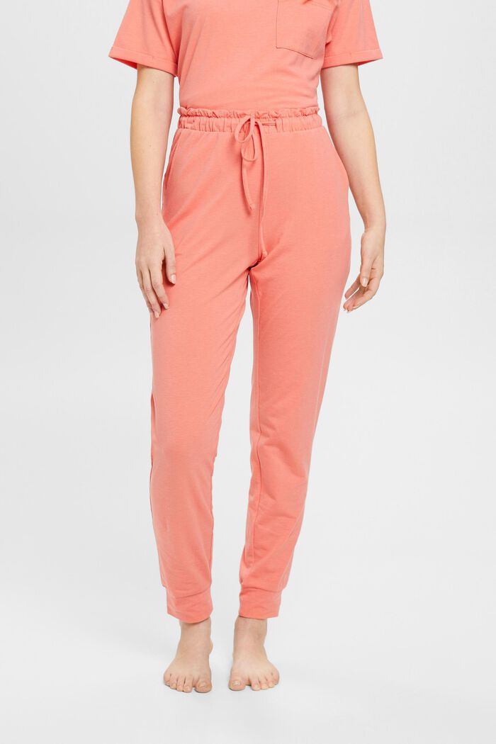 Jersey trousers with elasticated waistband, CORAL, detail image number 0