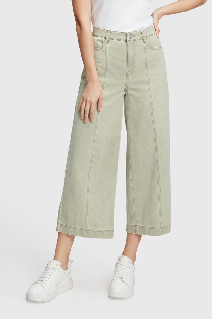 Culottes with a high waistband, PALE KHAKI, overview