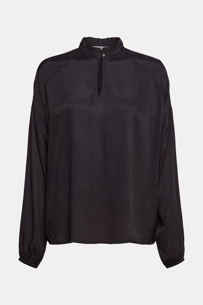 Finely structured blouse, BLACK, detail image number 2