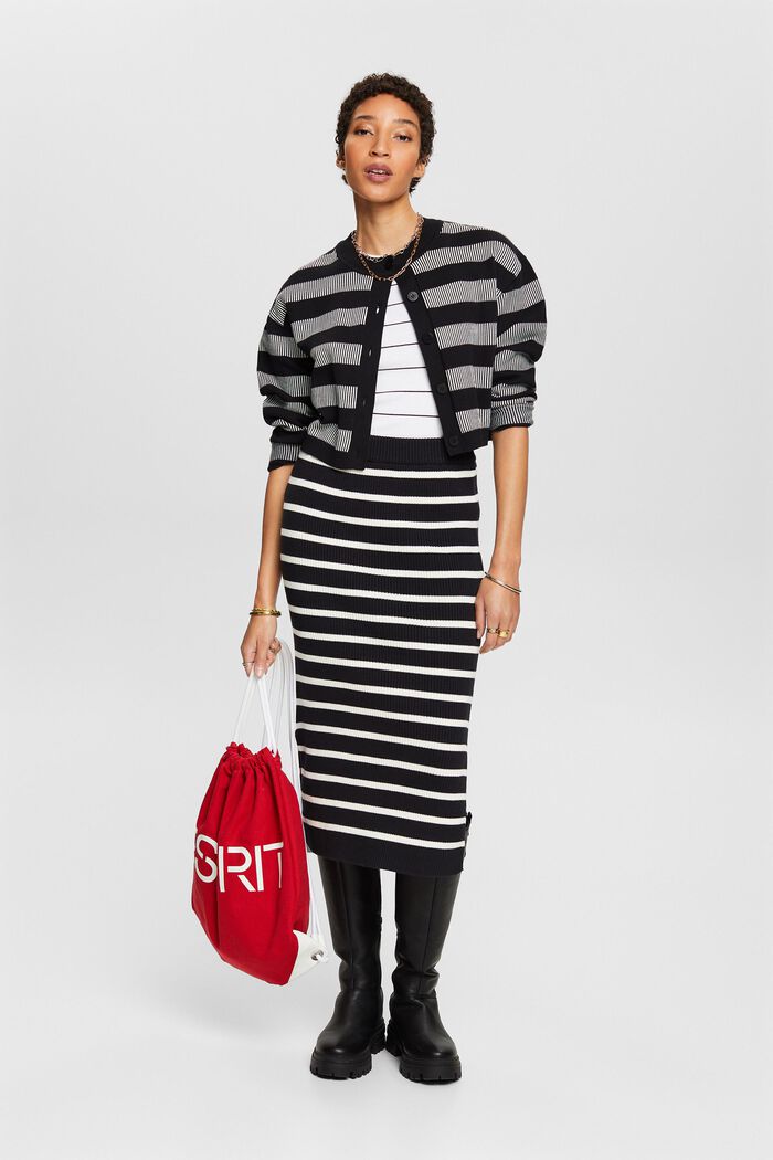 Striped Midi Skirt, BLACK, detail image number 4