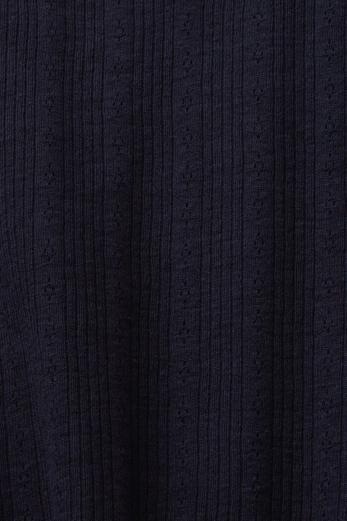 Pointelle long-sleeve top, NAVY, detail image number 6