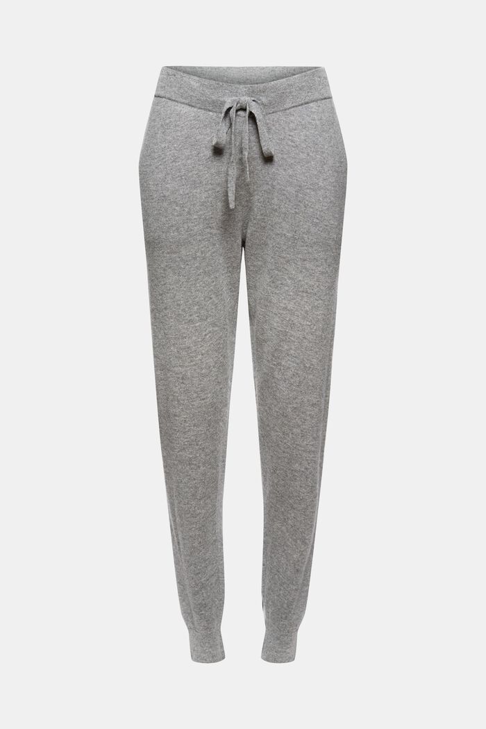 Cashmere blend: knitted tracksuit bottoms, MEDIUM GREY, overview