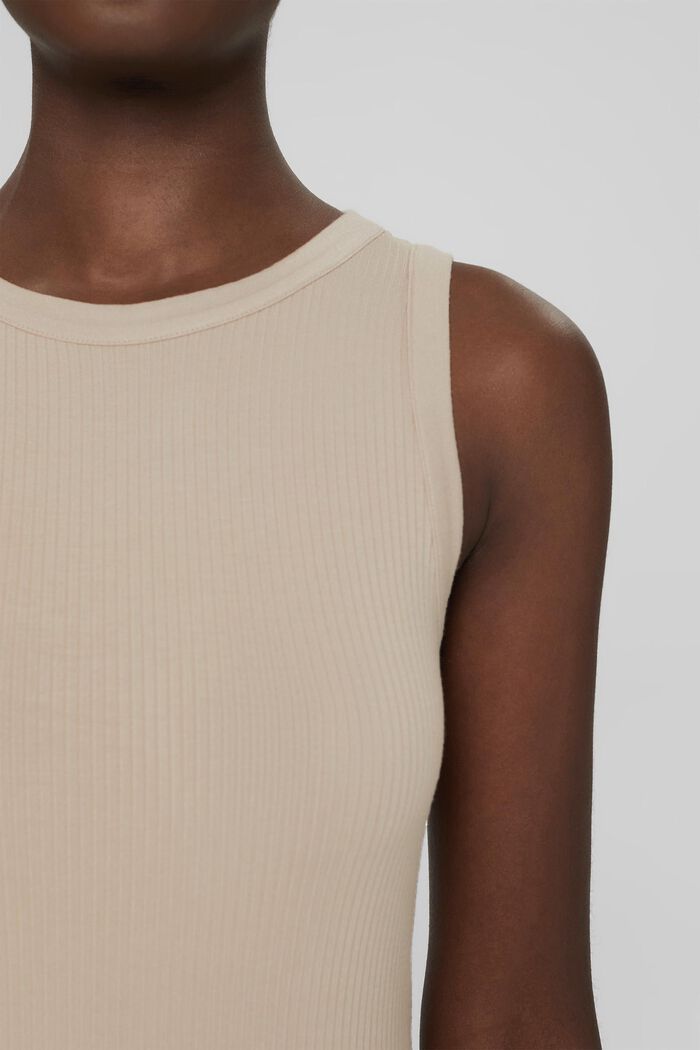 Ribbed tank top made of LENZING™ ECOVERO™, LIGHT TAUPE, detail image number 0