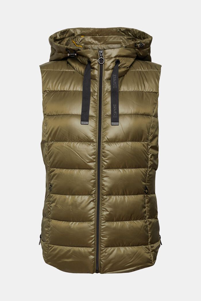 Quilted body warmer with detachable hood, DARK KHAKI, detail image number 6
