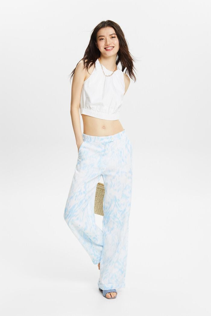 Printed Linen Pants, WHITE, detail image number 5