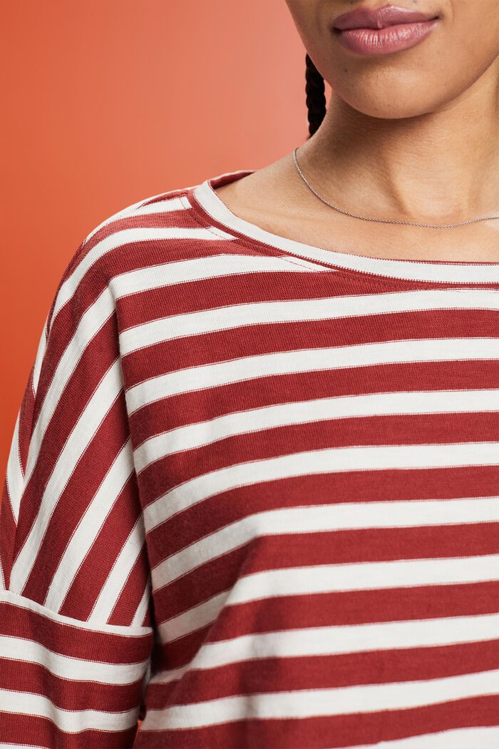 Striped Cotton T-Shirt, TERRACOTTA, detail image number 3