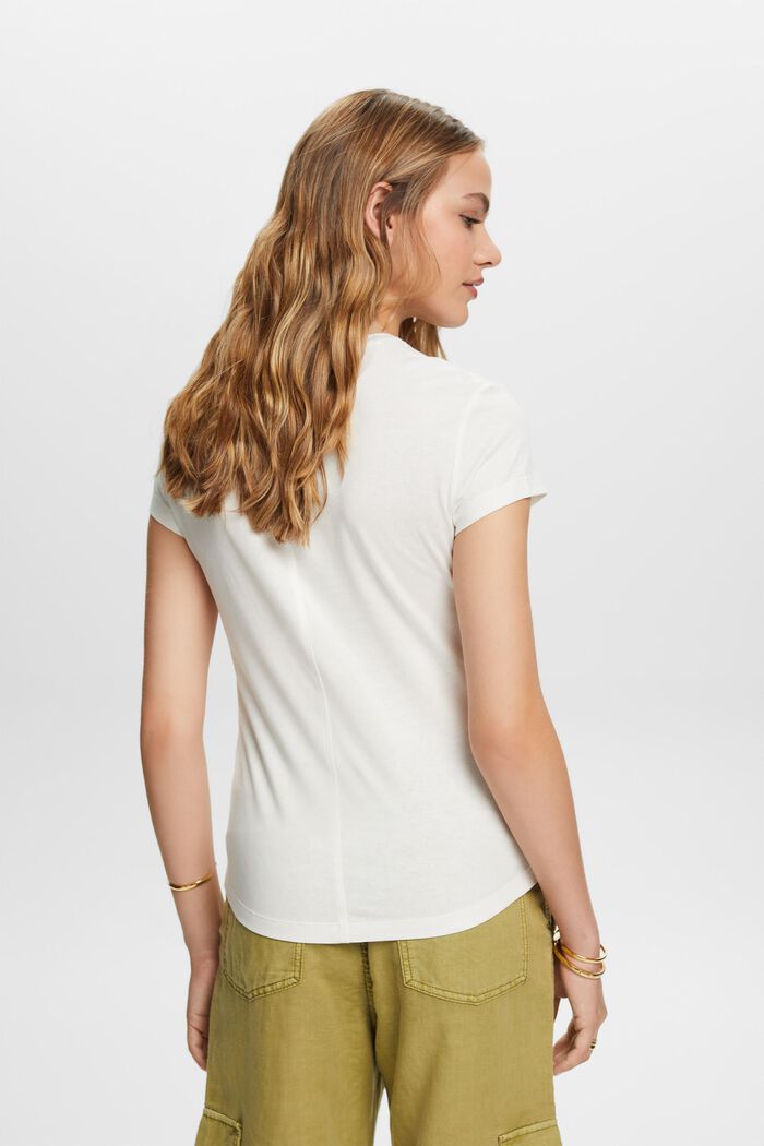 Crewneck T-shirt, 100% cotton, OFF WHITE, detail image number 3