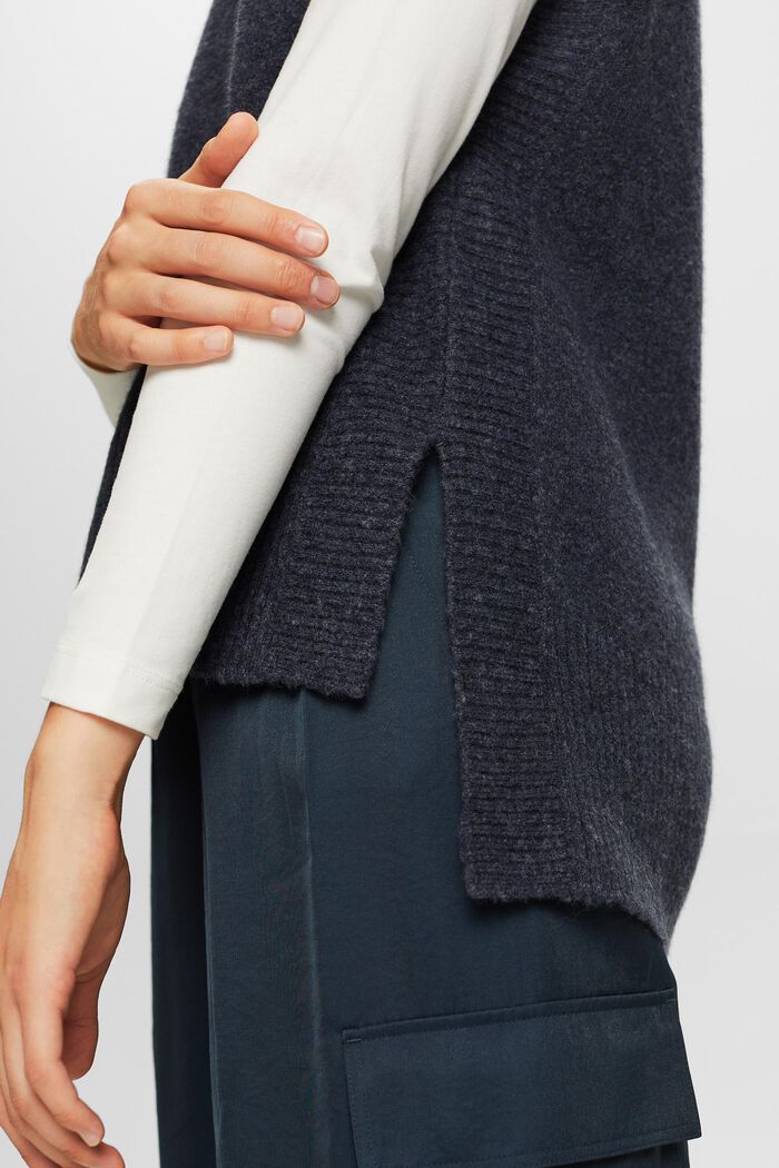 Wool Blend Knit Vest, NAVY BLUE, detail image number 2