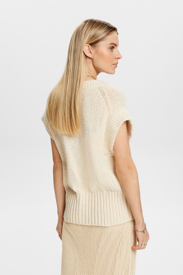 V-Neck Bouclé Sweater, CREAM BEIGE, detail image number 3