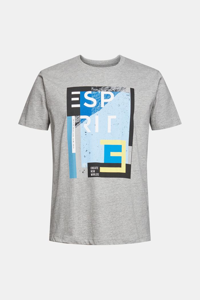 Jersey T-shirt with a large front print, MEDIUM GREY, overview