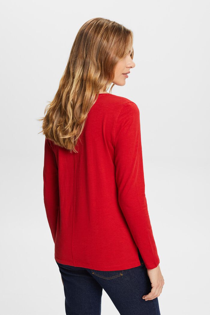 Jersey long sleeve top, 100% cotton, DARK RED, detail image number 3