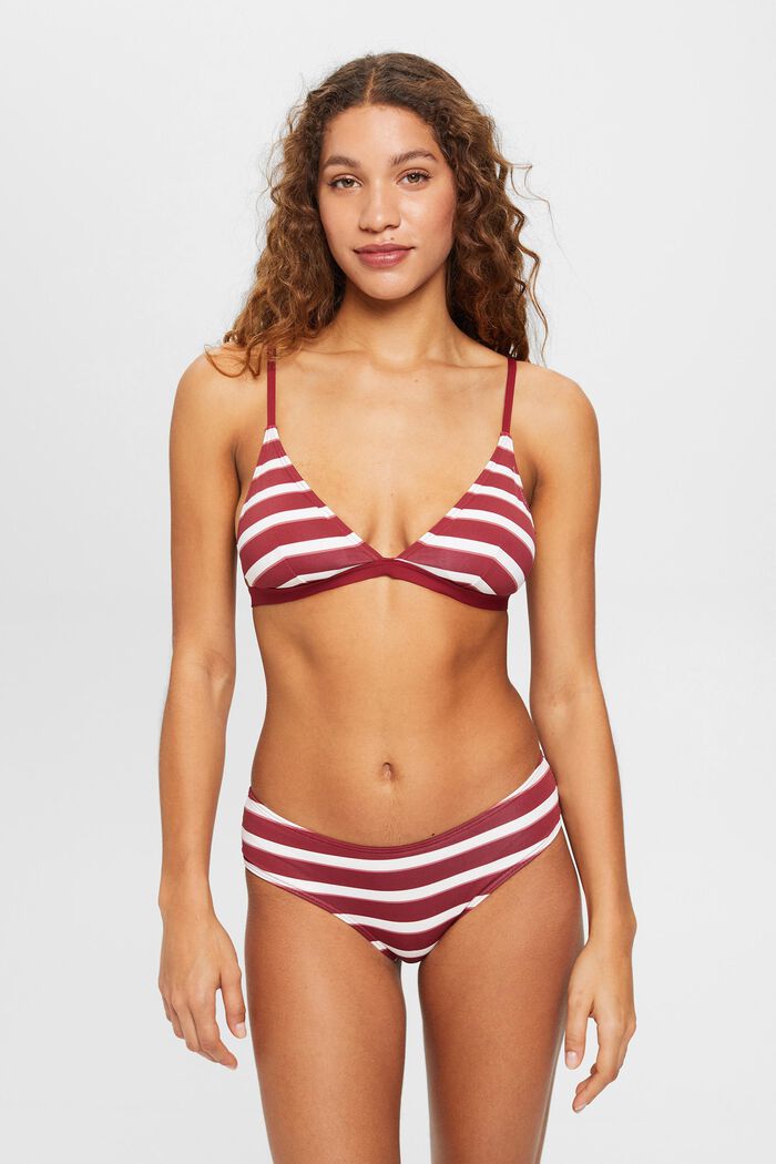 Striped and padded bikini top, DARK RED, detail image number 0