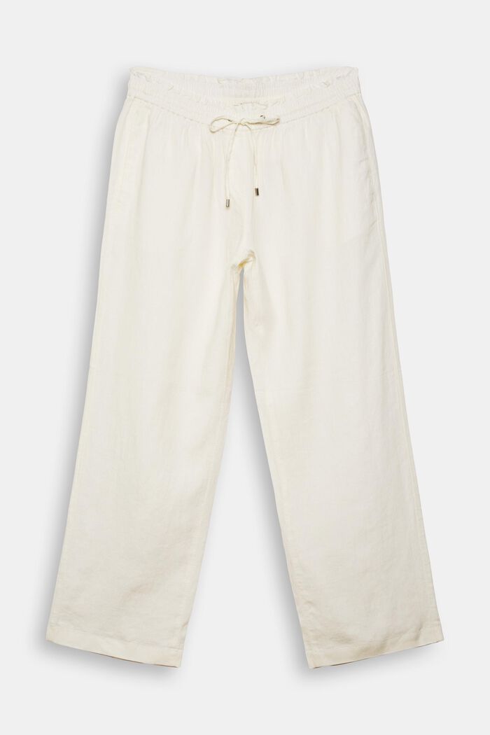CURVY linen trousers with a wide leg, OFF WHITE, detail image number 6