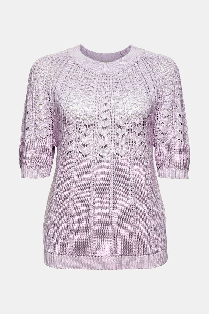 Short-sleeved jumper in 100% cotton, LILAC, detail image number 6