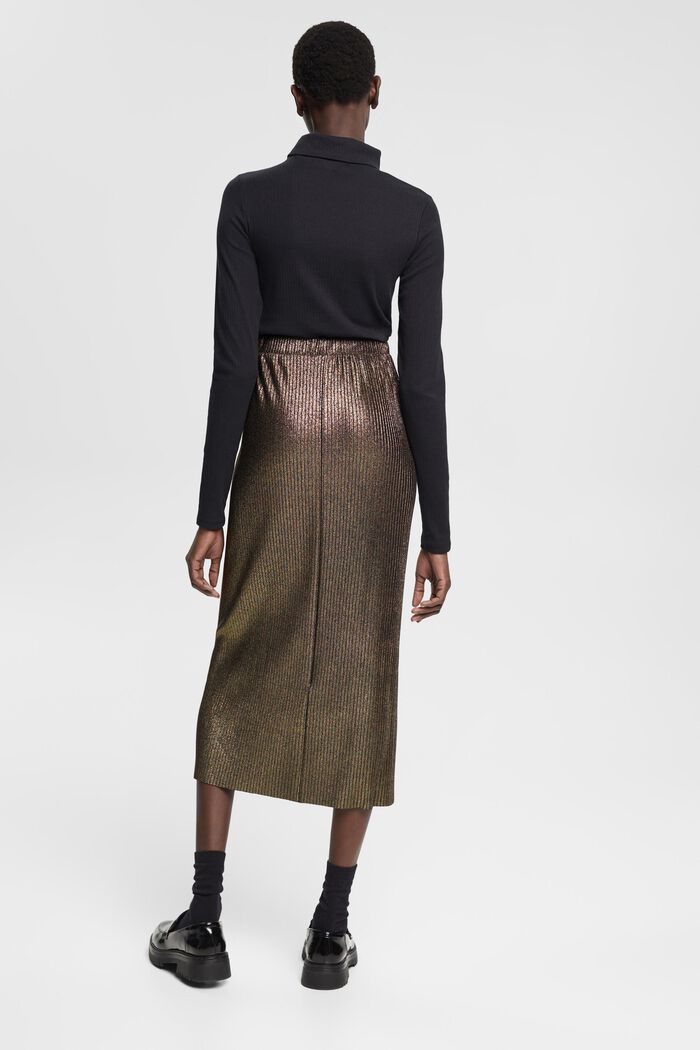 Pleated midi skirt with glitter effect, GOLD, detail image number 3