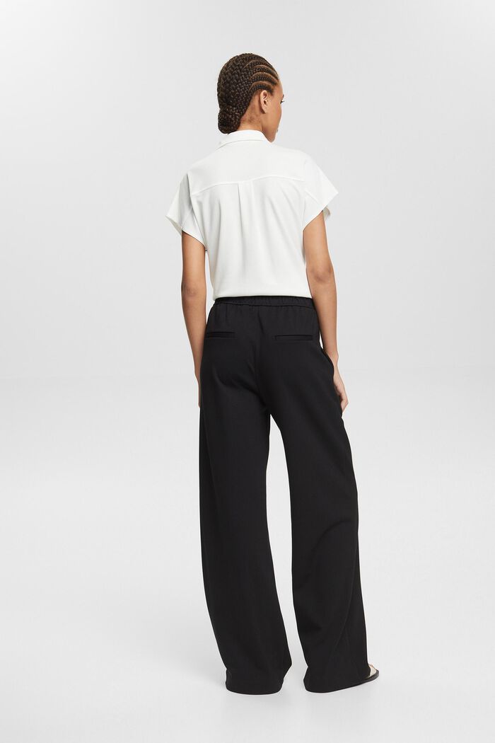 Wide-leg trousers with an elasticated waistband, BLACK, detail image number 3