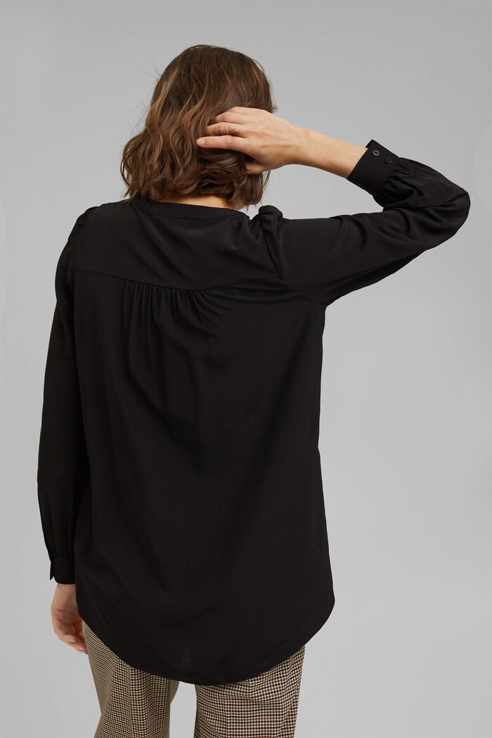 Long blouse with LENZING™ ECOVERO™, BLACK, detail image number 3