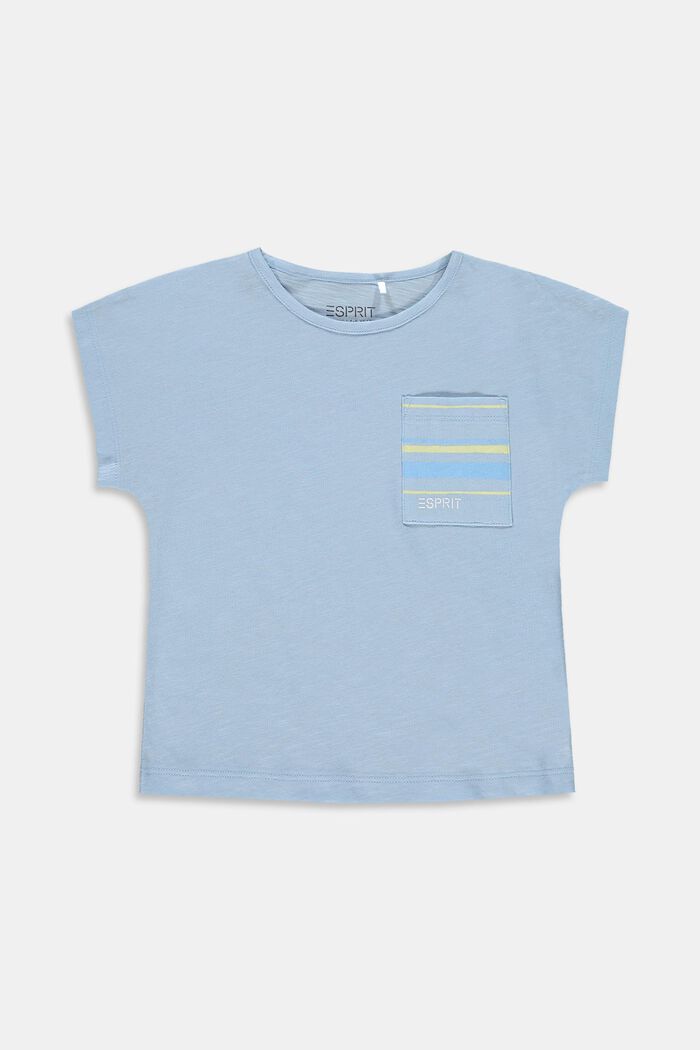 T-shirt with a breast pocket, 100% cotton, BLUE LAVENDER, overview