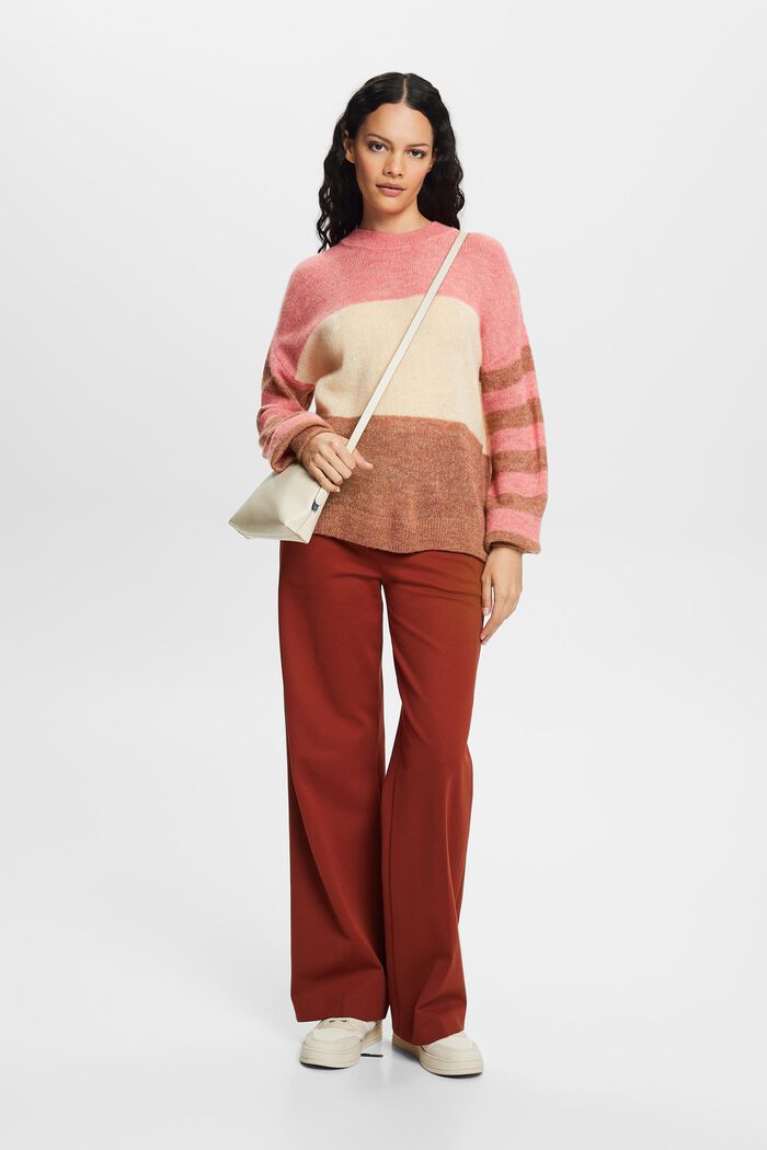 Colour block jumper, wool blend, CORAL RED, detail image number 1