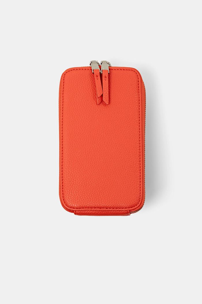 Vegan Leather Phone Sleeve, BRIGHT ORANGE, detail image number 0