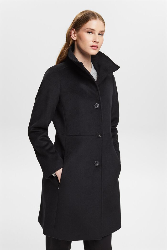 Wool blend coat, BLACK, detail image number 5