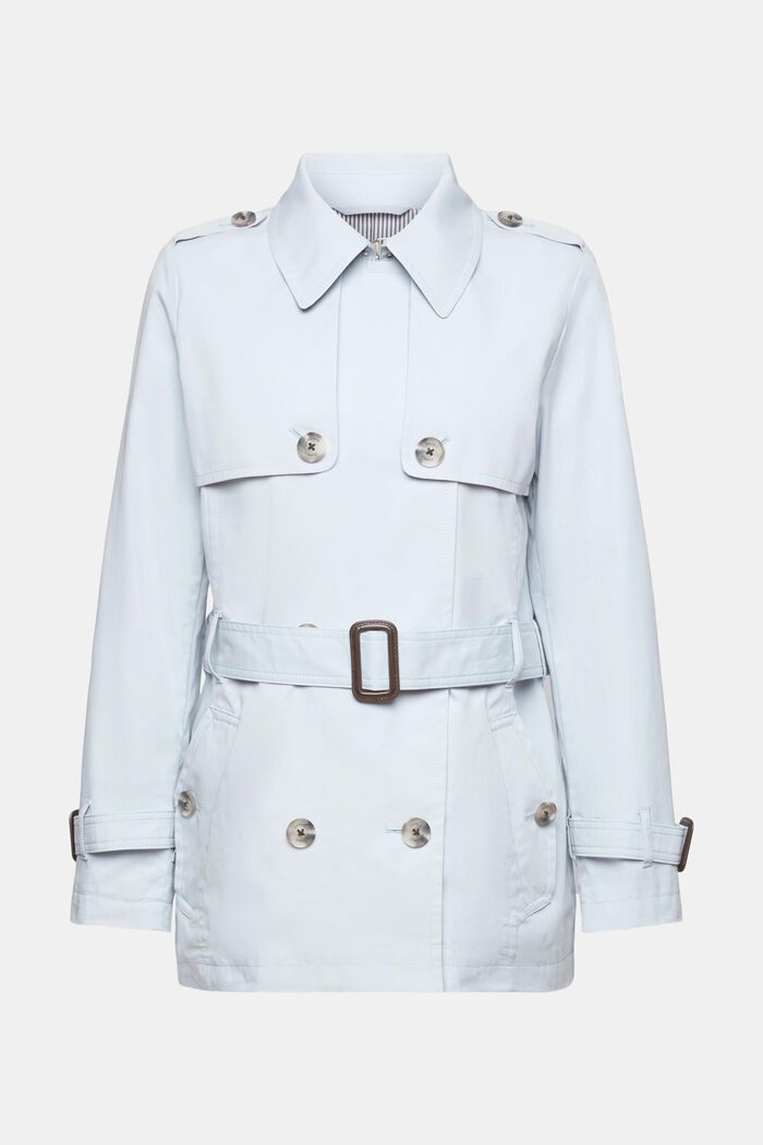 Short trench coat with belt, PASTEL BLUE, detail image number 6