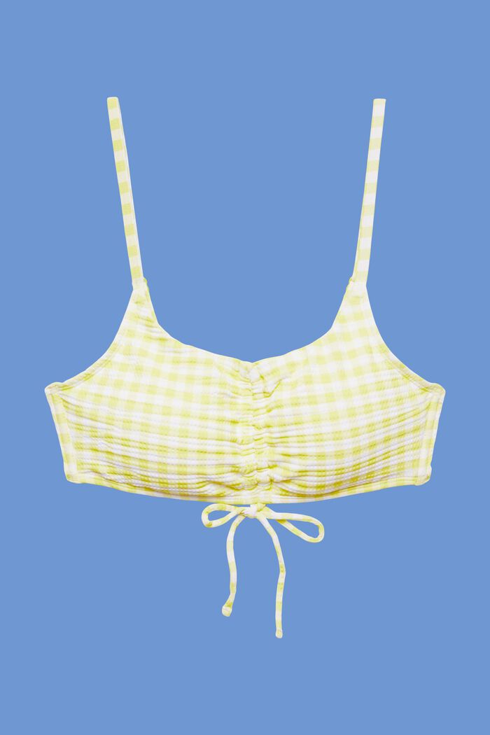 Recycled: textured bandeau bikini top, LIME YELLOW, detail image number 4