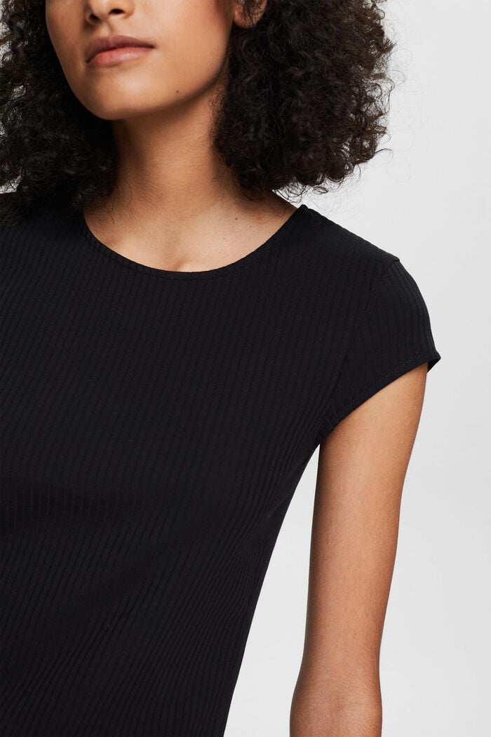 Ribbed top with a ruffled edge, BLACK, detail image number 2