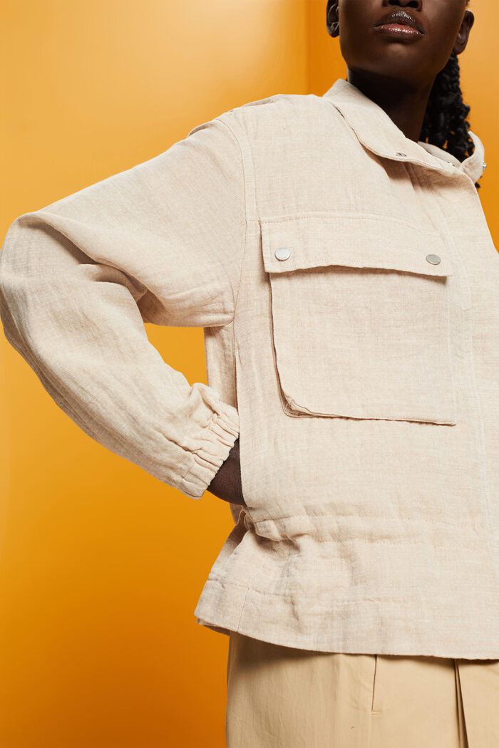 Lightweight Cotton-Linen Jacket, SAND, detail image number 2
