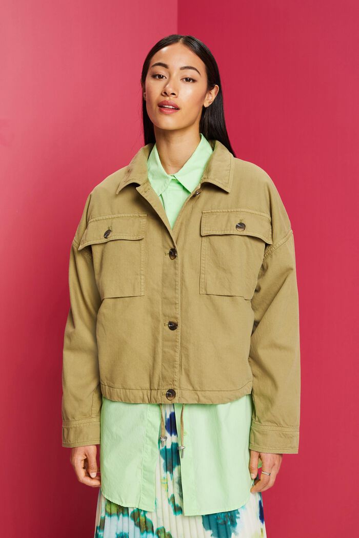 Boxy twill jacket, PISTACHIO GREEN, detail image number 0