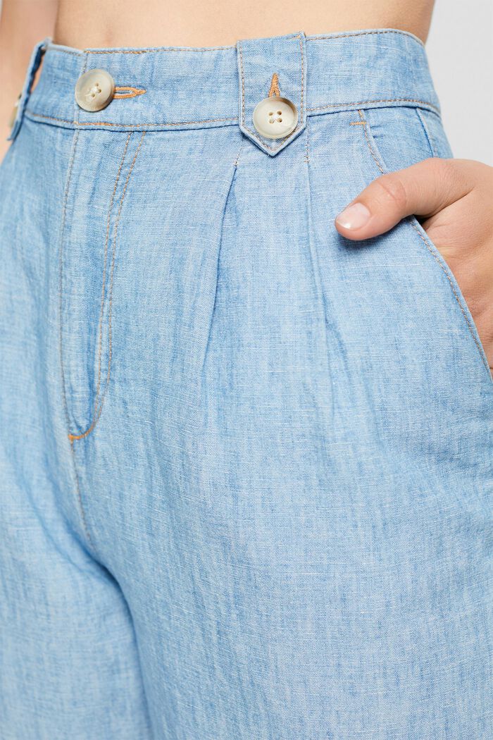 Linen blend: denim-style culottes, BLUE LIGHT WASHED, detail image number 2