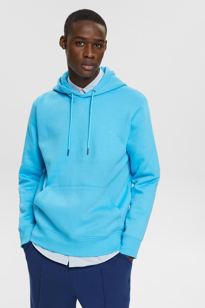 Hooded sweatshirt made of recycled material, TURQUOISE, detail image number 0