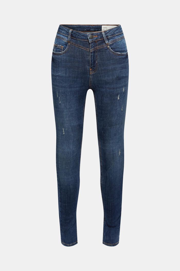 Ankle-length jeans in a vintage look, organic cotton, BLUE DARK WASHED, overview