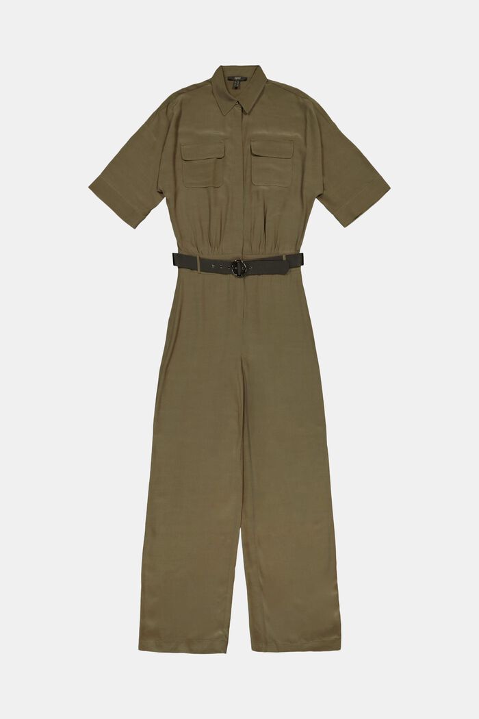 Jumpsuit with a belt and LENZING™ ECOVERO™, DARK KHAKI, detail image number 7